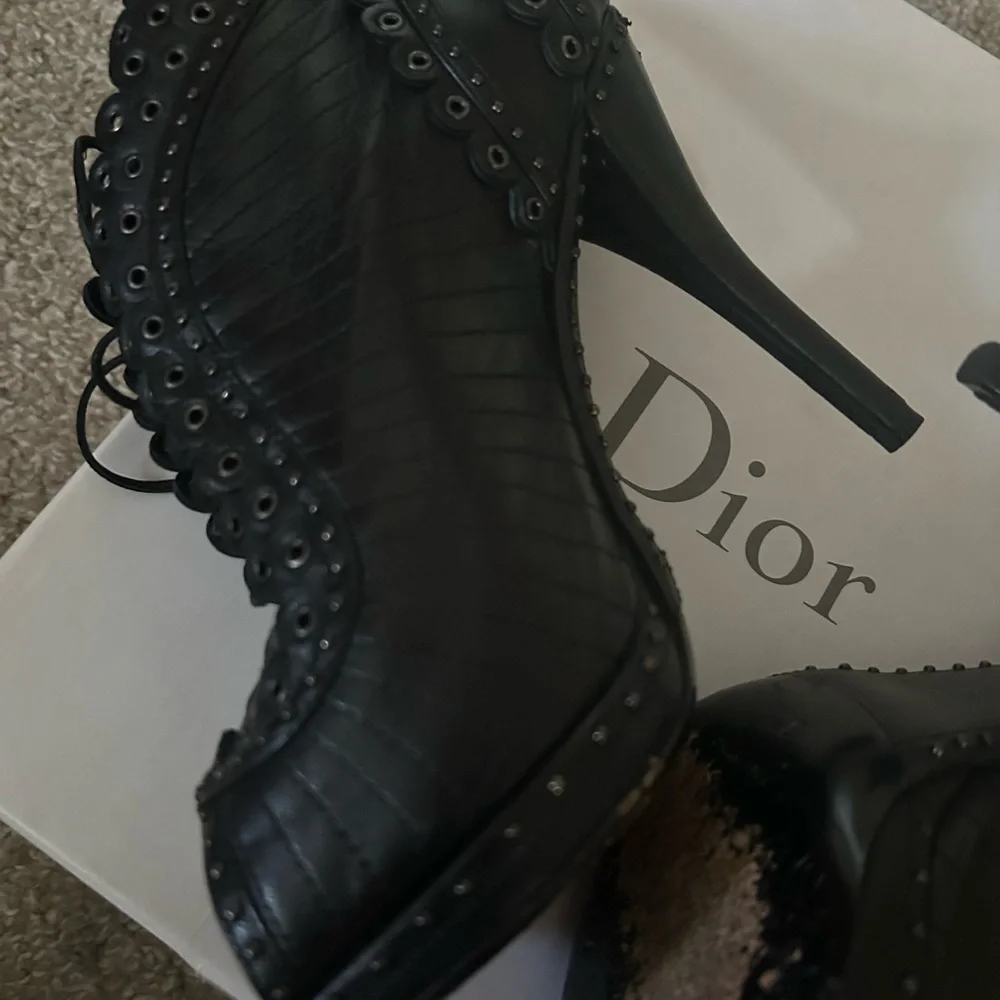 Dior Black Studded Heeled Boots - Picture 3 of 11